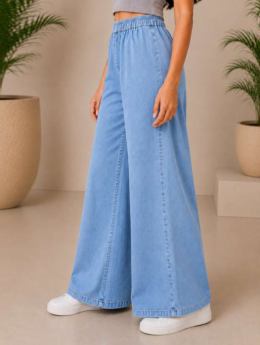 girls plain mid rise wide leg jeans - 22512818 -  Standard Image - 2