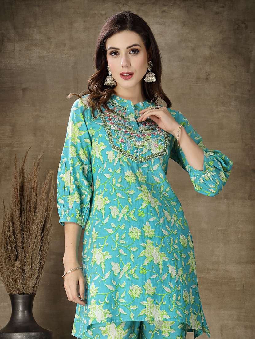 women floral three quarter sleeve ethnic co-ord set - 22512946 -  Standard Image - 2