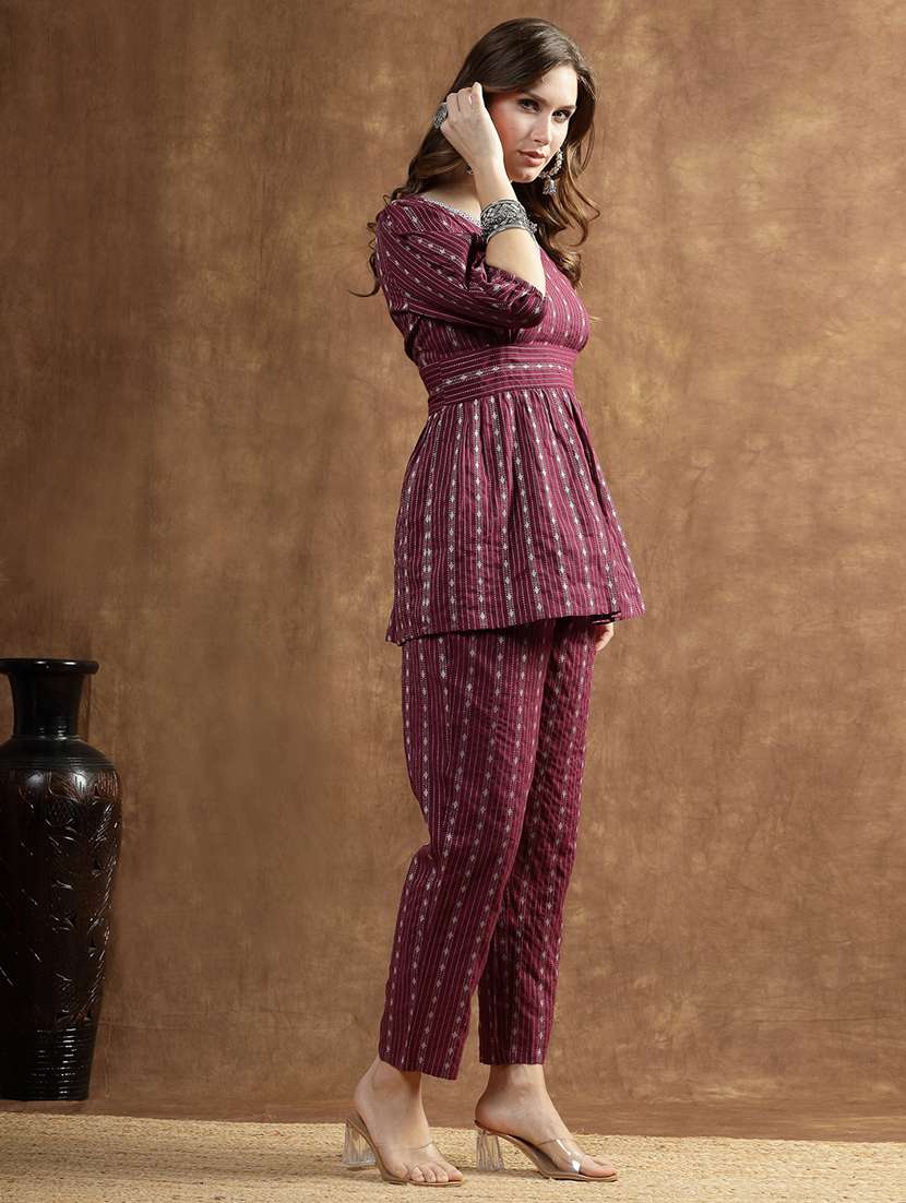 women self design puff sleeve ethnic co-ord set - 22512949 -  Standard Image - 2