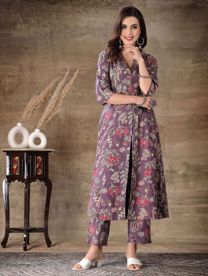 Women Printed Collared Kurta And Pant Set - 22513002 -  Standard Image - 2