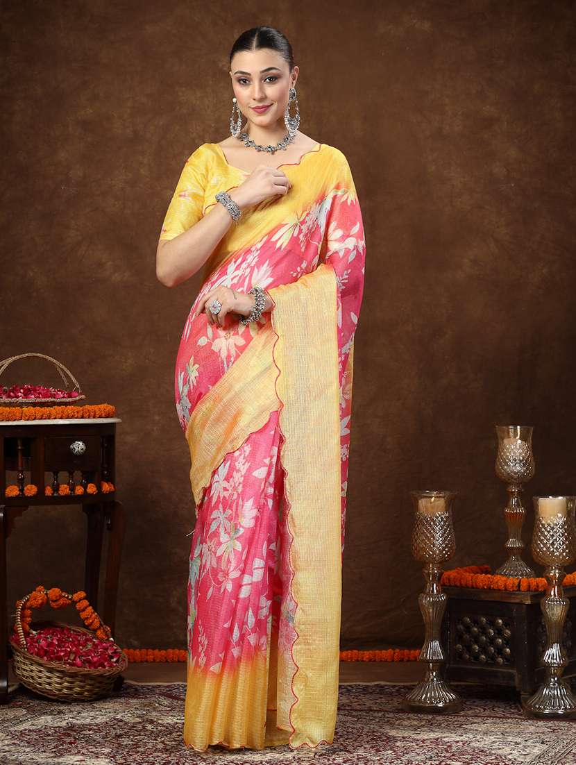women floral printed saree with blouse - 22513474 -  Standard Image - 2