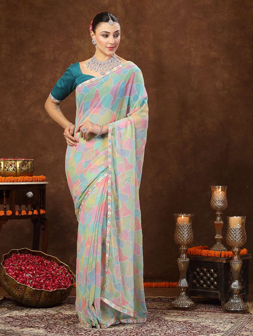 women printed casual wear saree with blouse - 22513482 -  Standard Image - 2