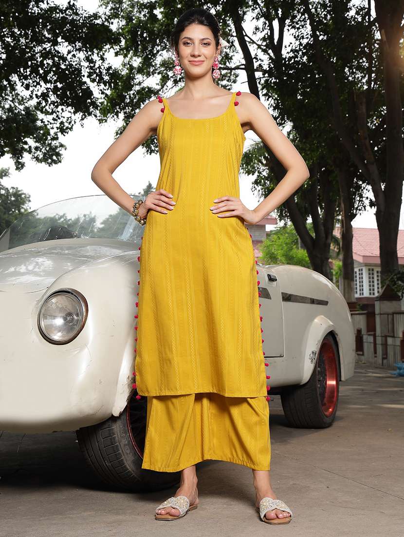 women self design shoulder strap kurta palazzo set - 22513556 -  Standard Image - 2