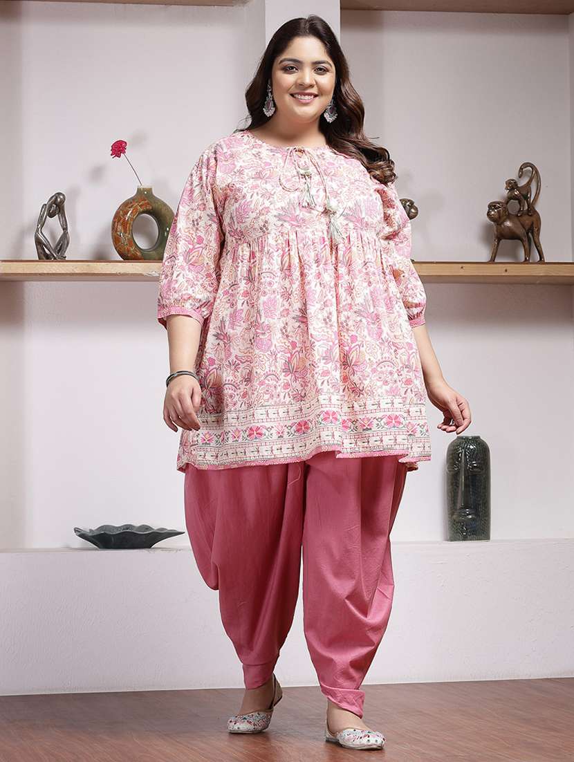 women printed tie up neck kurta and dhoti set - 22513688 -  Standard Image - 2