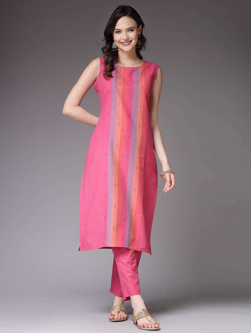 Women Printed Sleeveless Straight Kurta And Pant Set - 22513691 -  Standard Image - 2