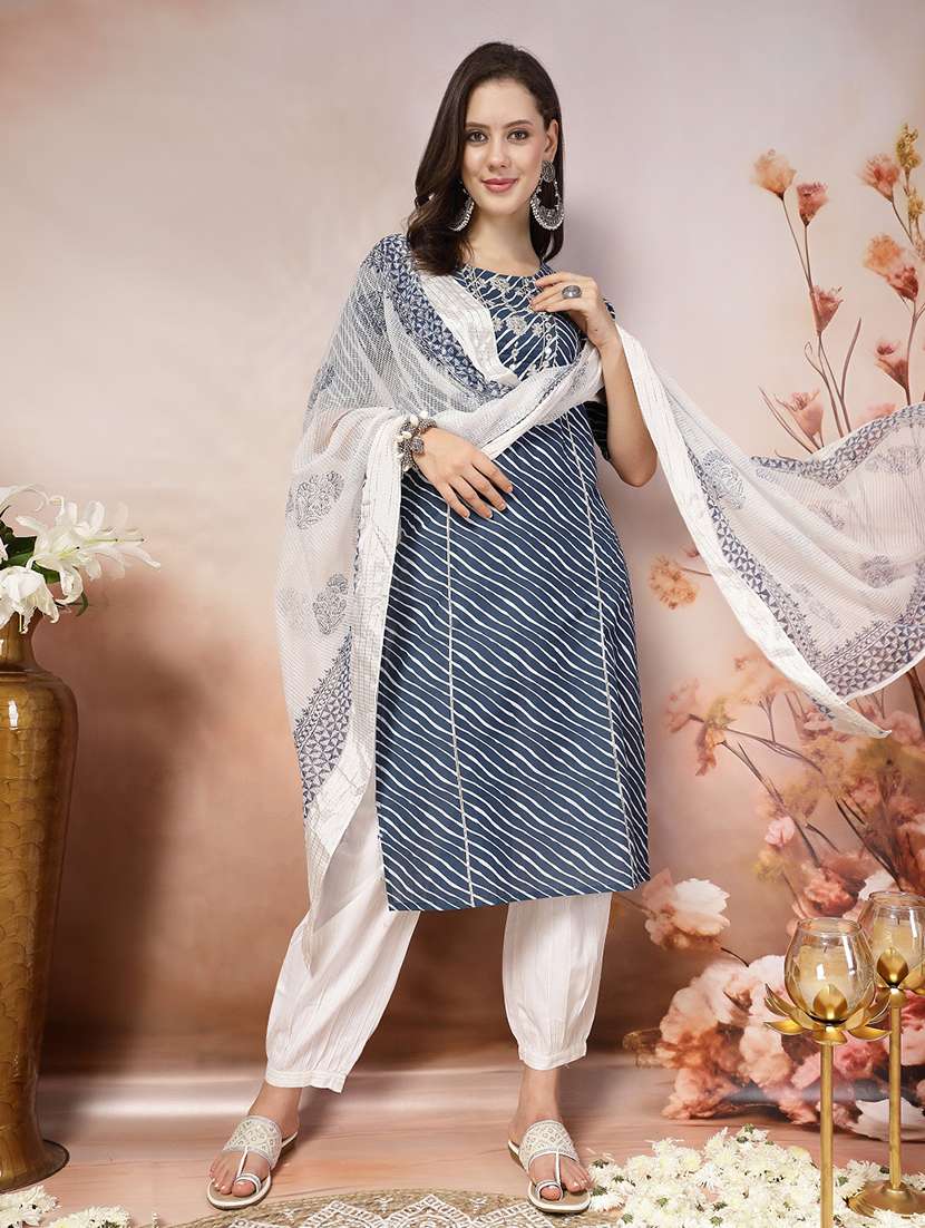 women printed round neck kurta and salwar set with dupatta - 22513827 -  Standard Image - 2