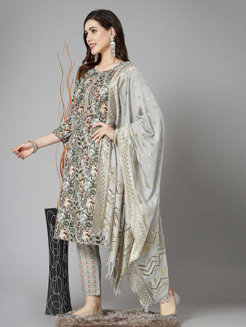 Women Printed Round Neck Kurta And Pant Set With Dupatta - 22513872 -  Standard Image - 2