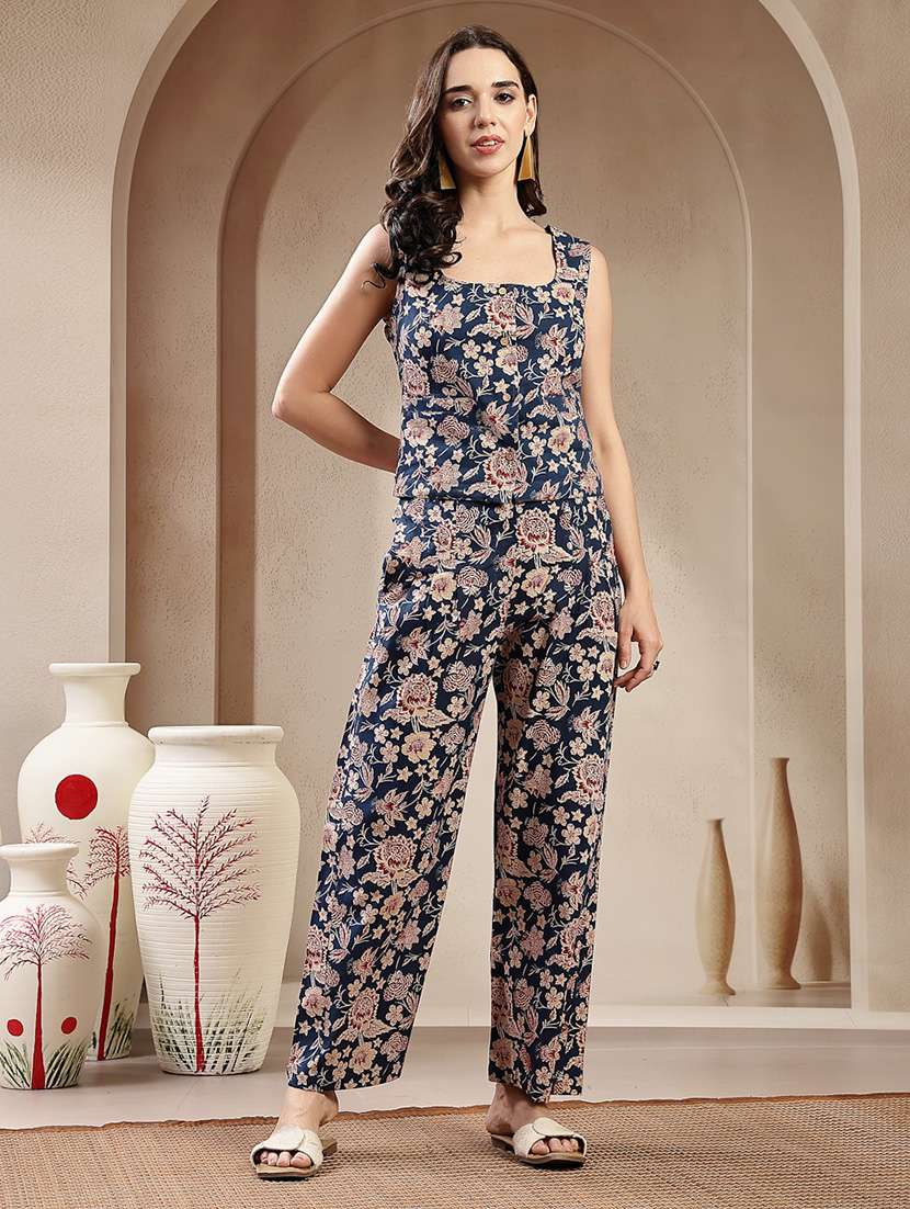 women printed sleeveless top and trouser co-ord set - 22514507 -  Standard Image - 2