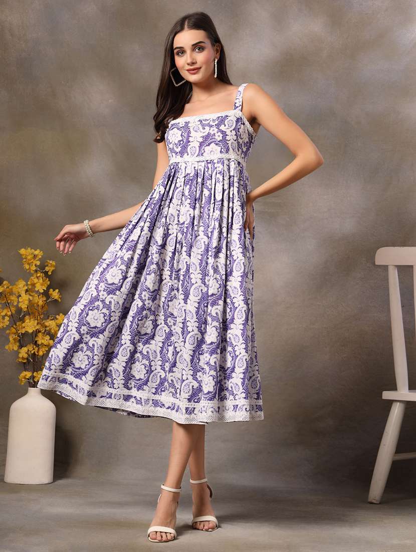 women printed sleeveless fit and flare dress - 22514546 -  Standard Image - 2