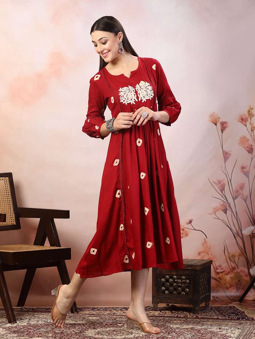 women printed a-line midi dress - 22514557 -  Standard Image - 2