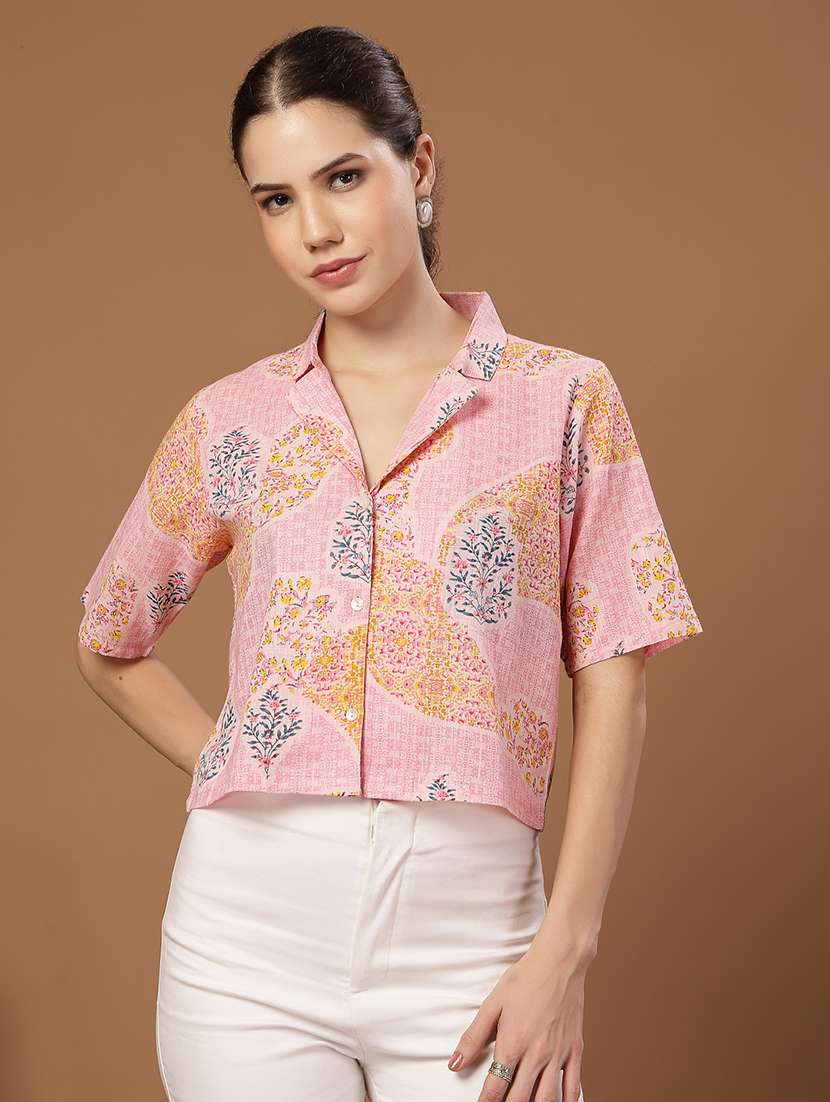 women printed collared crop shirt - 22514786 -  Standard Image - 2
