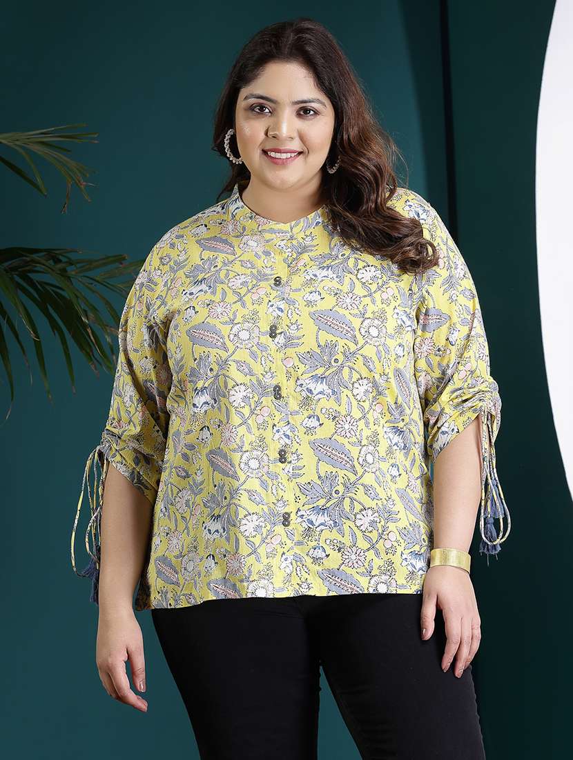 women printed mandarin neck casual top - 22514792 -  Standard Image - 2