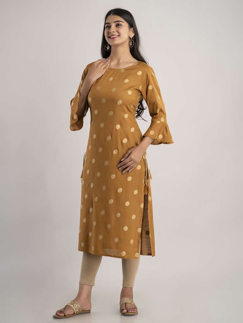 women printed three quarter sleeve straight kurta - 22514937 -  Standard Image - 2