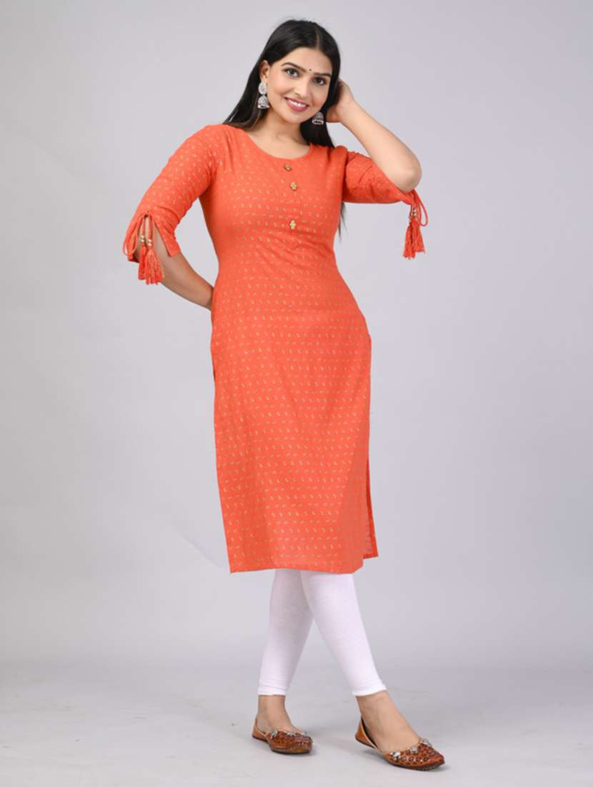 women printed three quarter sleeve straight kurta - 22514939 -  Standard Image - 2
