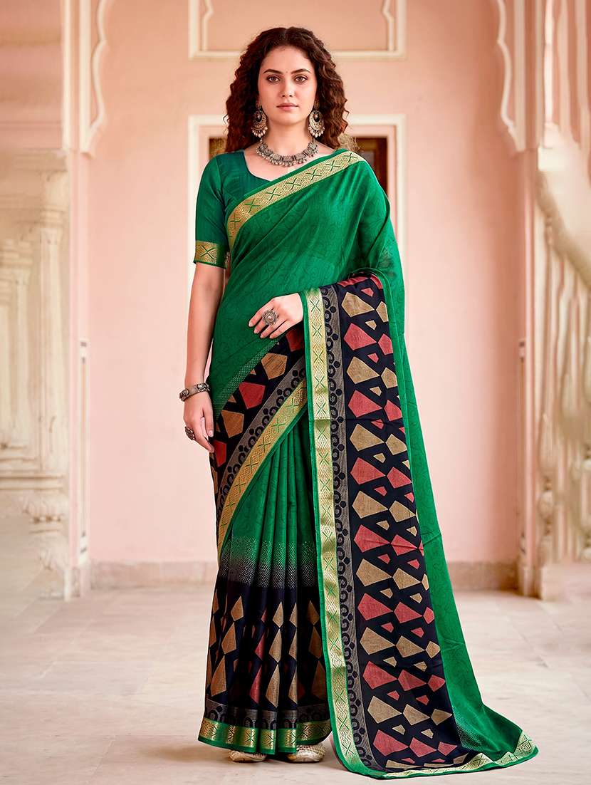 women printed casual wear saree with blouse