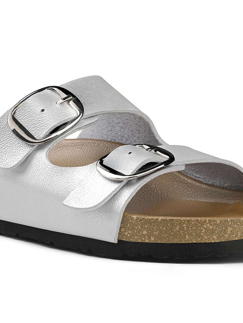 women solid slip on double strap sandal - 22515210 -  Standard Image - 2