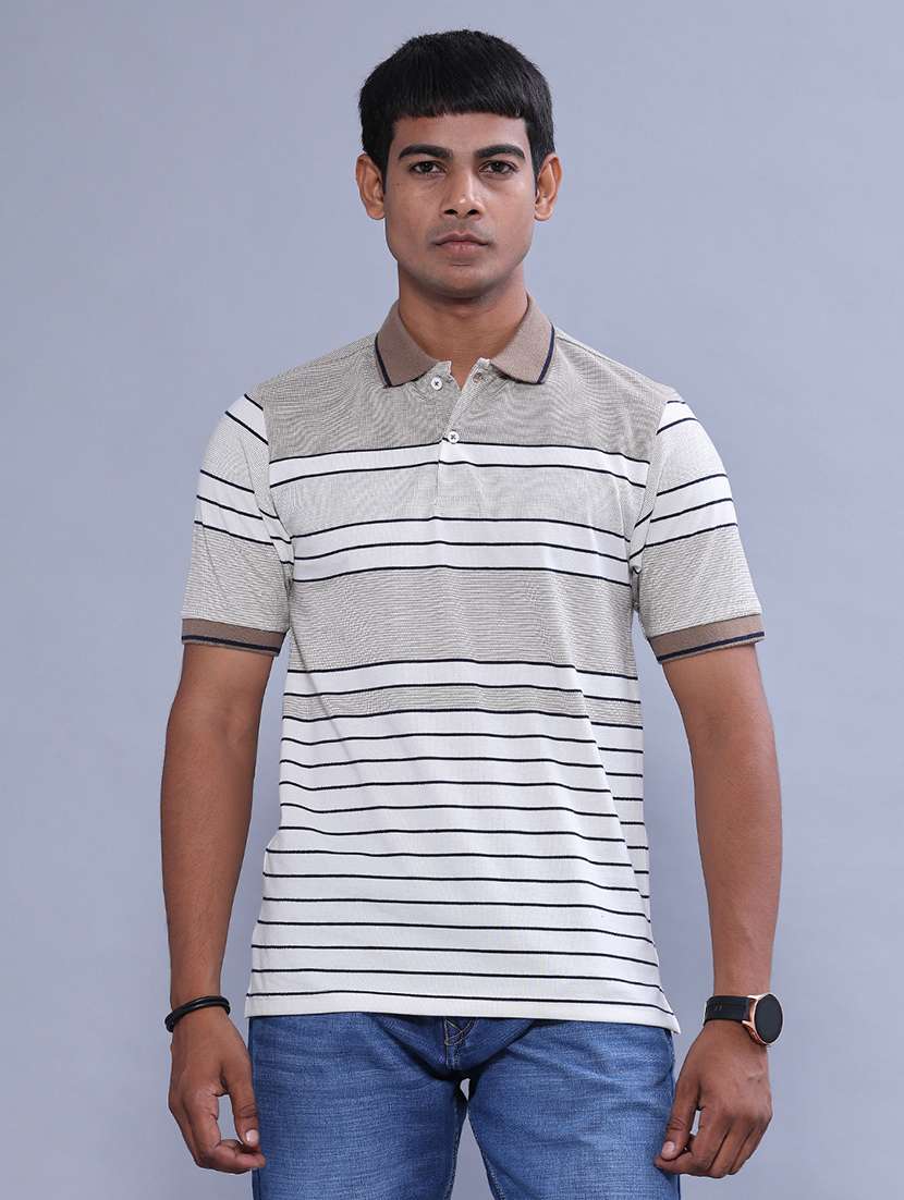 Men Striped Short Sleeve Regular Fit Polo T-shirt - 22515883 -  Standard Image - 2
