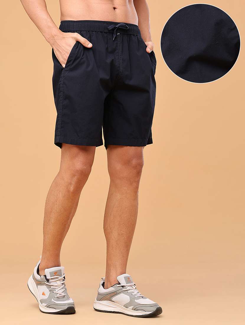 Men Solid Mid Rise Regular Fit Shorts - 22516263 -  Standard Image - 2