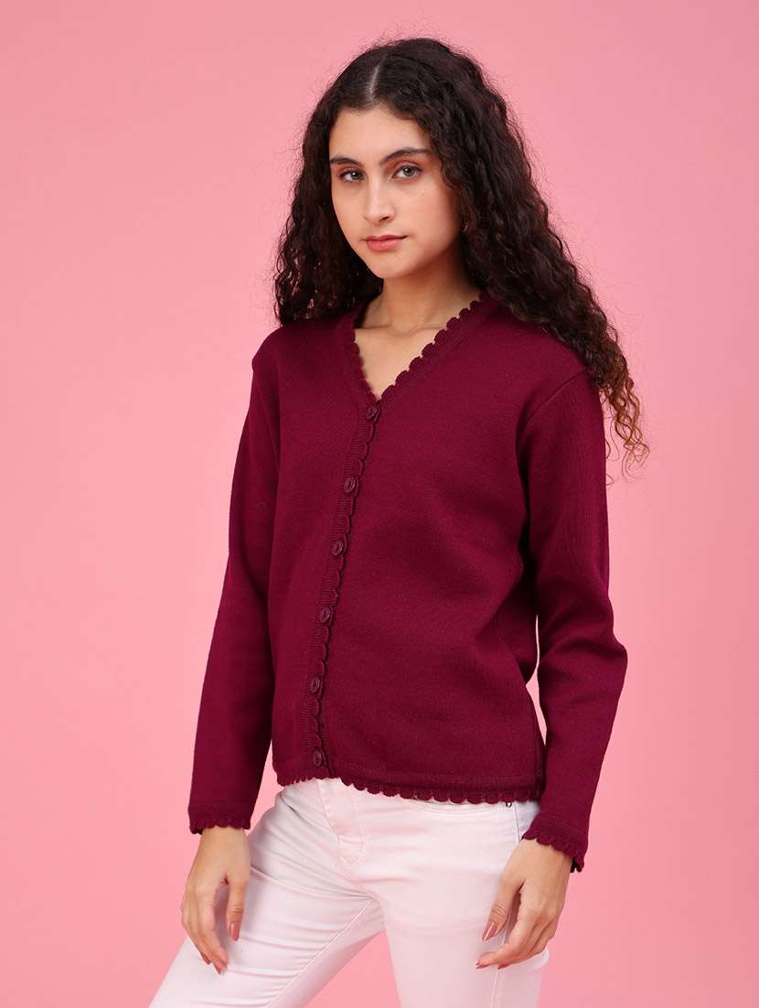 Women Solid Long Sleeves Regular Fit Cardigan - 22516303 -  Standard Image - 2