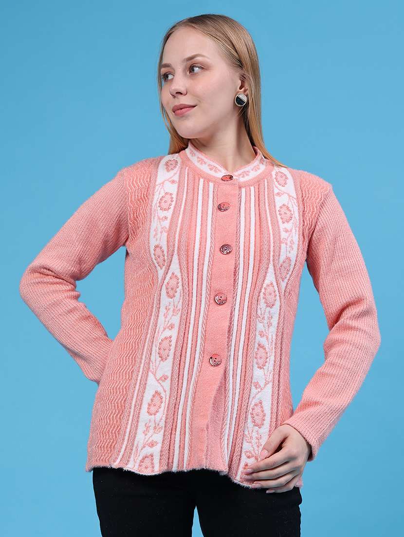 Women Self Design Long Sleeves Cardigan - 22516305 -  Standard Image - 2