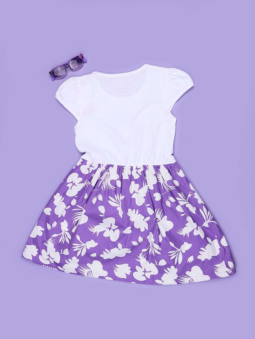 Girls Printed Cap Sleeves Regular Fit Frock - 22516408 -  Standard Image - 2