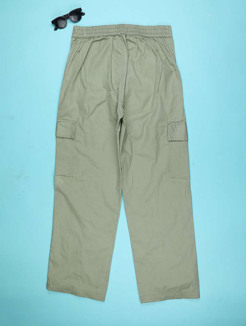 Girls Solid Mid Rise Regular Fit Cargo - 22516465 -  Standard Image - 2