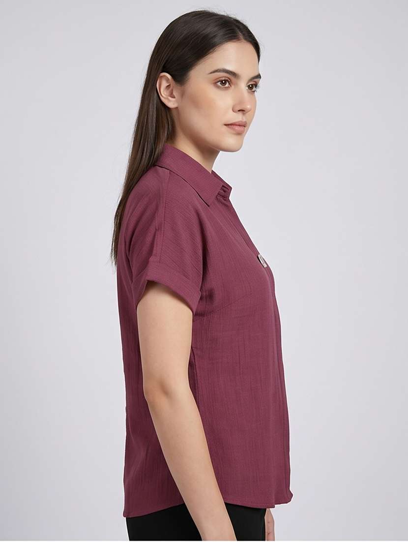 women solid short sleeves regular top - 22516587 -  Standard Image - 2