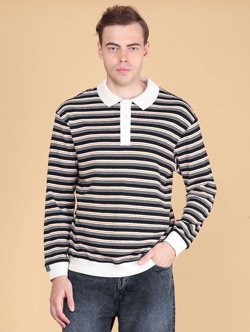 men striped long sleeves polo t-shirt - 22516784 -  Standard Image - 2