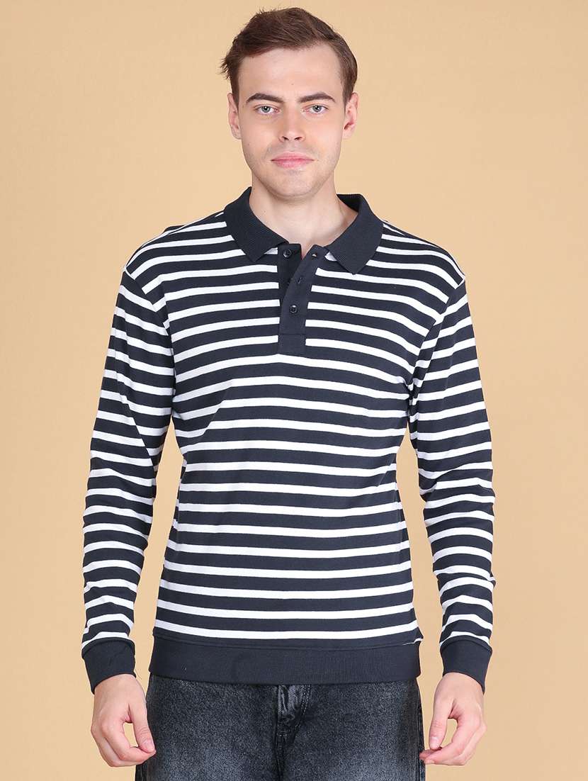 men striped long sleeves polo t-shirt - 22516786 -  Standard Image - 2