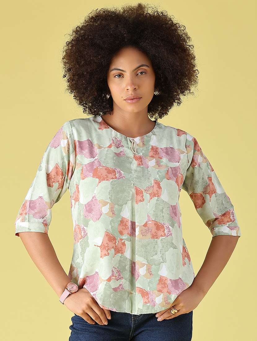 Women Printed Three Quarter Sleeves Regular Top - 22517395 -  Standard Image - 2