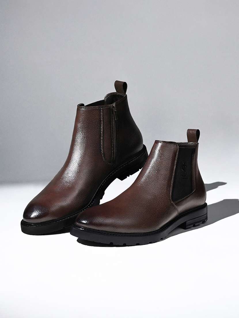 men brown slip on boot