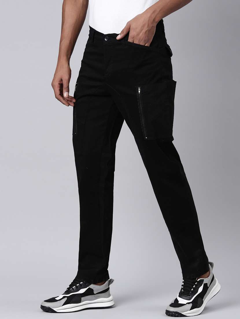 Men Solid Mid Rise Regular Fit Cargo - 22517746 -  Standard Image - 2