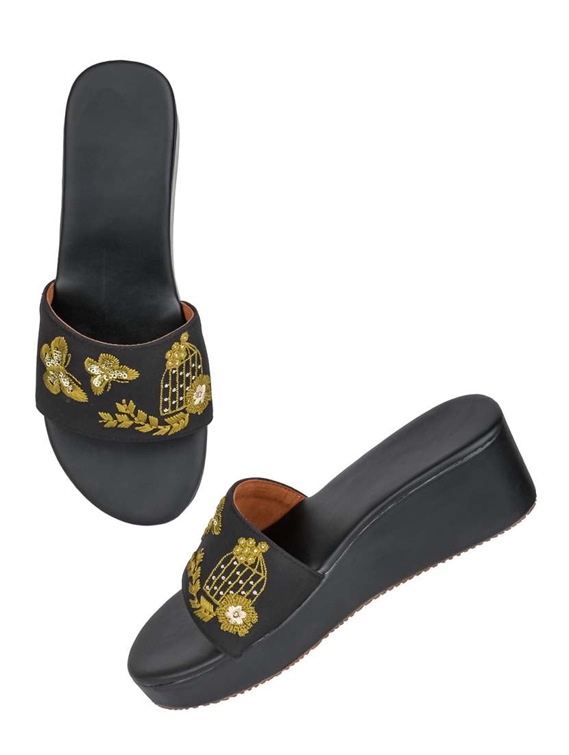 women embroidered slip on wedges - 22517756 -  Standard Image - 2
