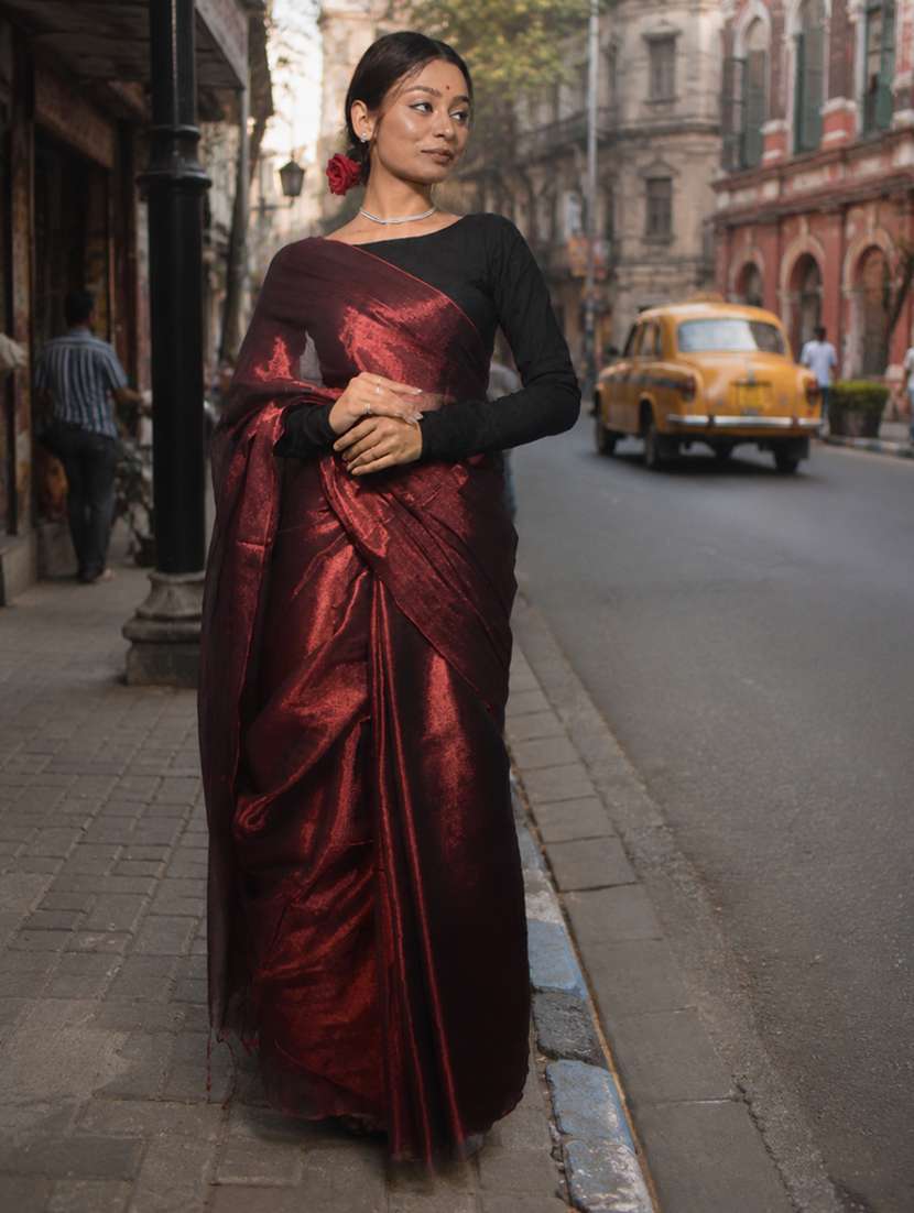 women solid plain saree with blouse - 22517786 -  Standard Image - 2