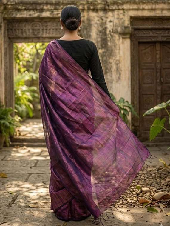 women solid plain saree with blouse - 22517788 -  Standard Image - 2