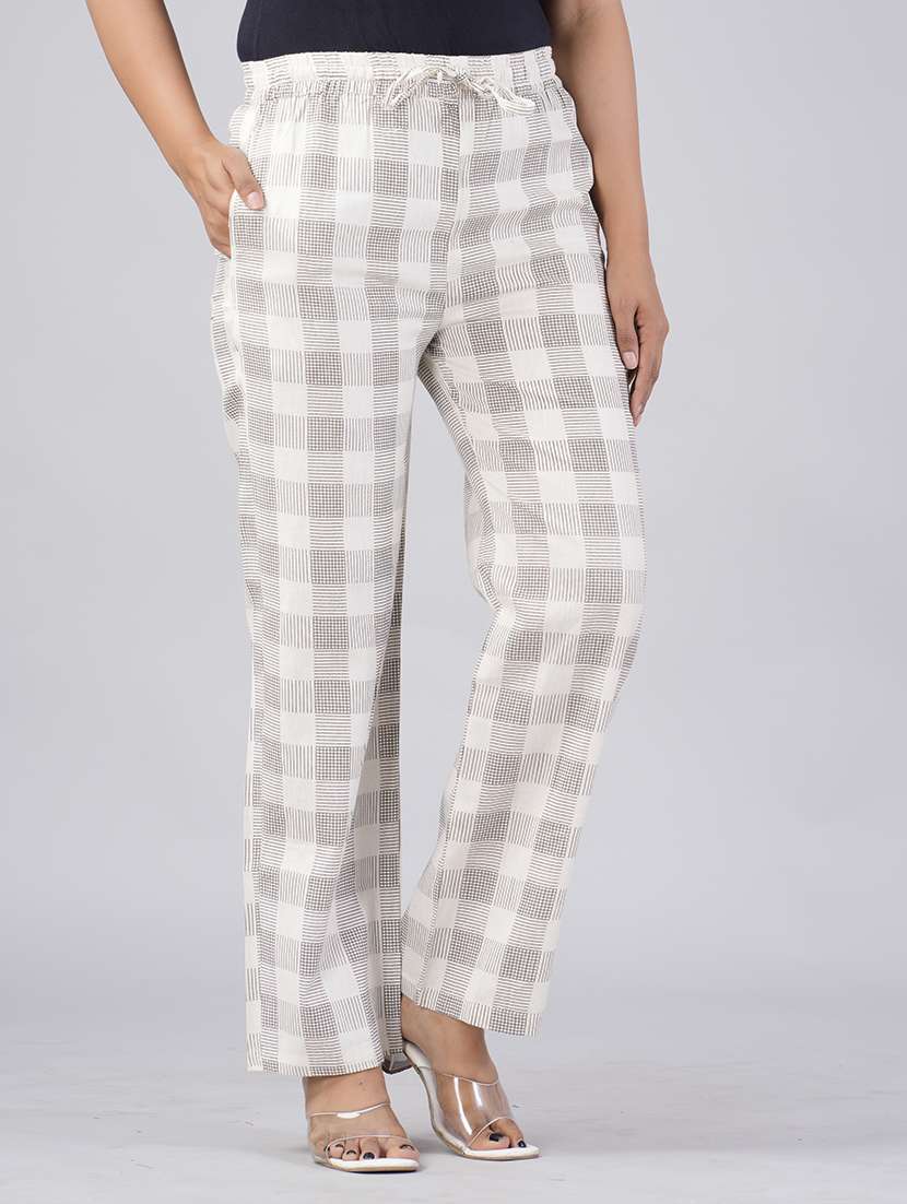 Women Checkered Mid Rise Straight Palazzo - 22517861 -  Standard Image - 2
