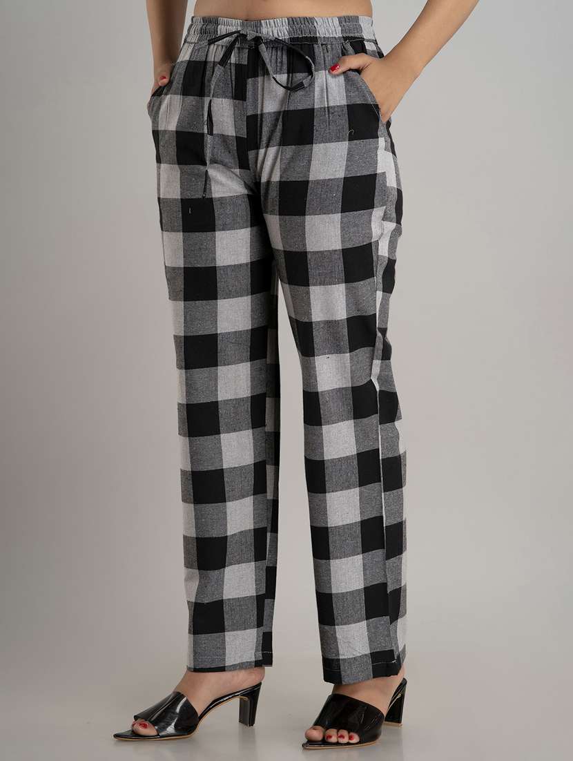 women checkered mid rise straight palazzo - 22517899 -  Standard Image - 2