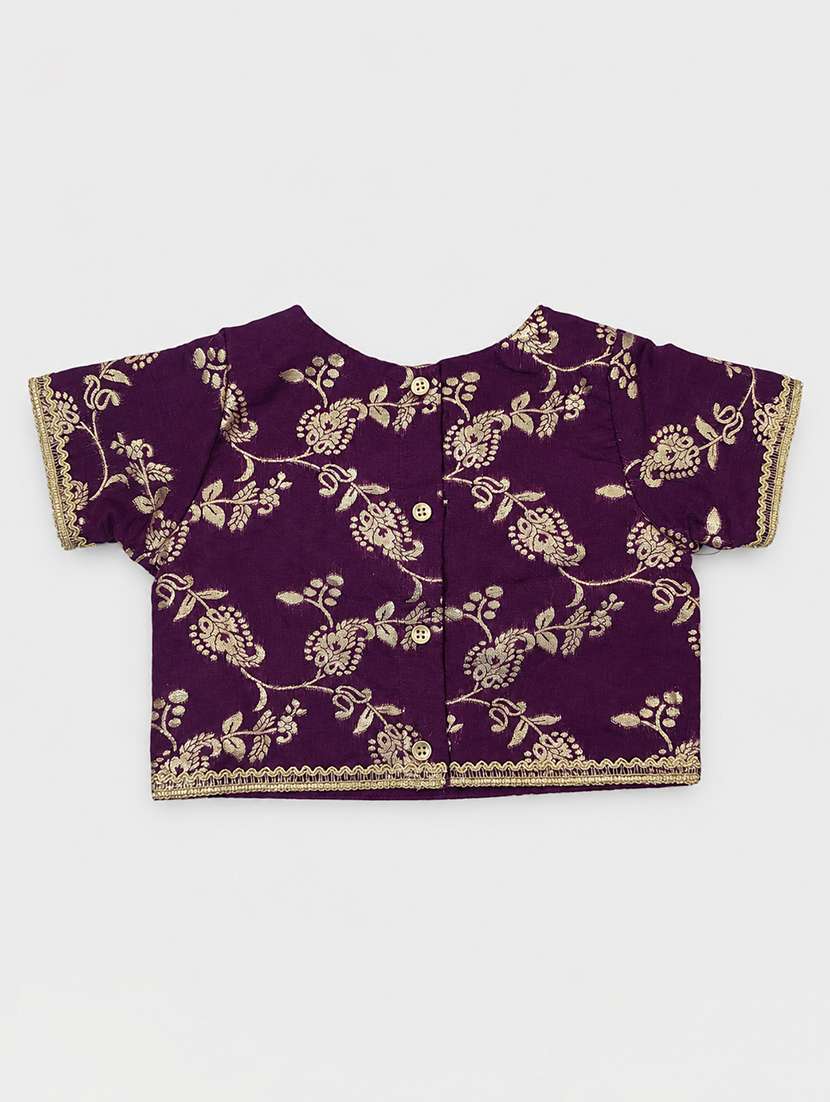 girls self design short sleeve lehenga choli set - 22518177 -  Standard Image - 2