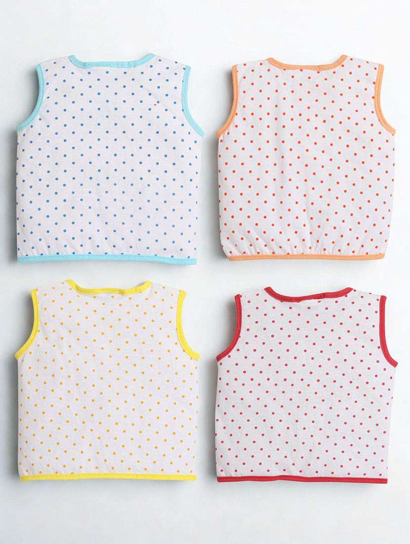 kids pack of 4 printed sleeveless jhabla - 22518287 -  Standard Image - 2