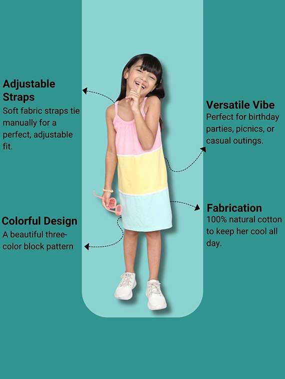 girls colourblocked shoulder strap a-line dress - 22518338 -  Standard Image - 2