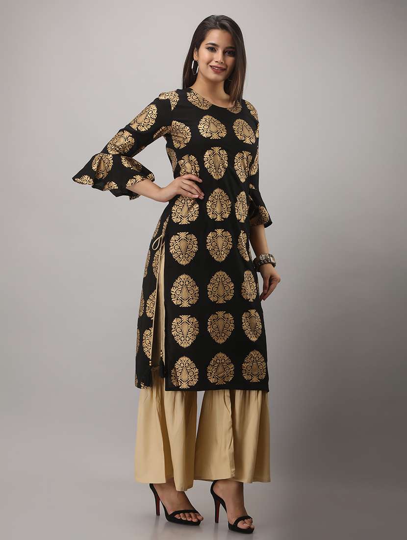 women printed three quarter sleeve kurta sharara set - 22518363 -  Standard Image - 2