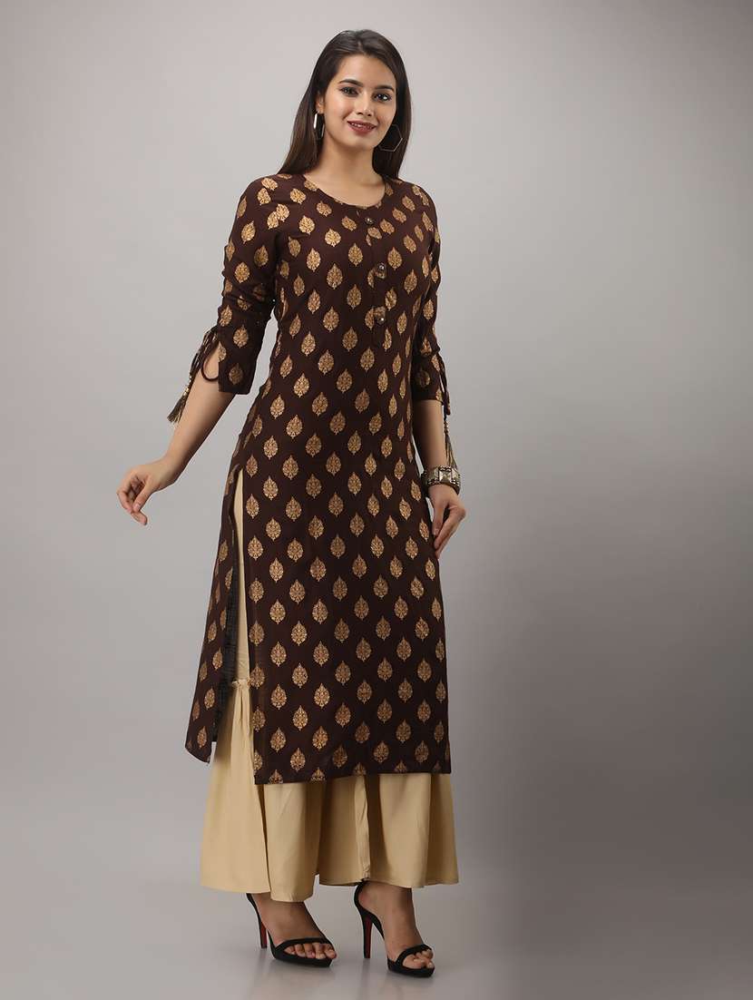 Women Printed Three Quarter Sleeve Kurta Sharara Set - 22518365 -  Standard Image - 2