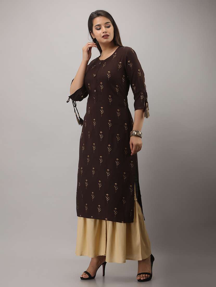 women printed three quarter sleeve kurta sharara set - 22518366 -  Standard Image - 2