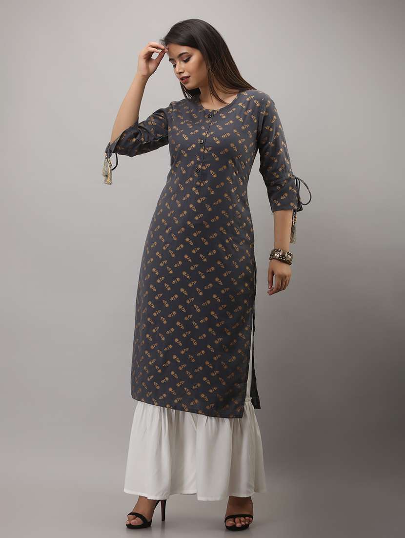 women printed three quarter sleeve kurta sharara set - 22518373 -  Standard Image - 2