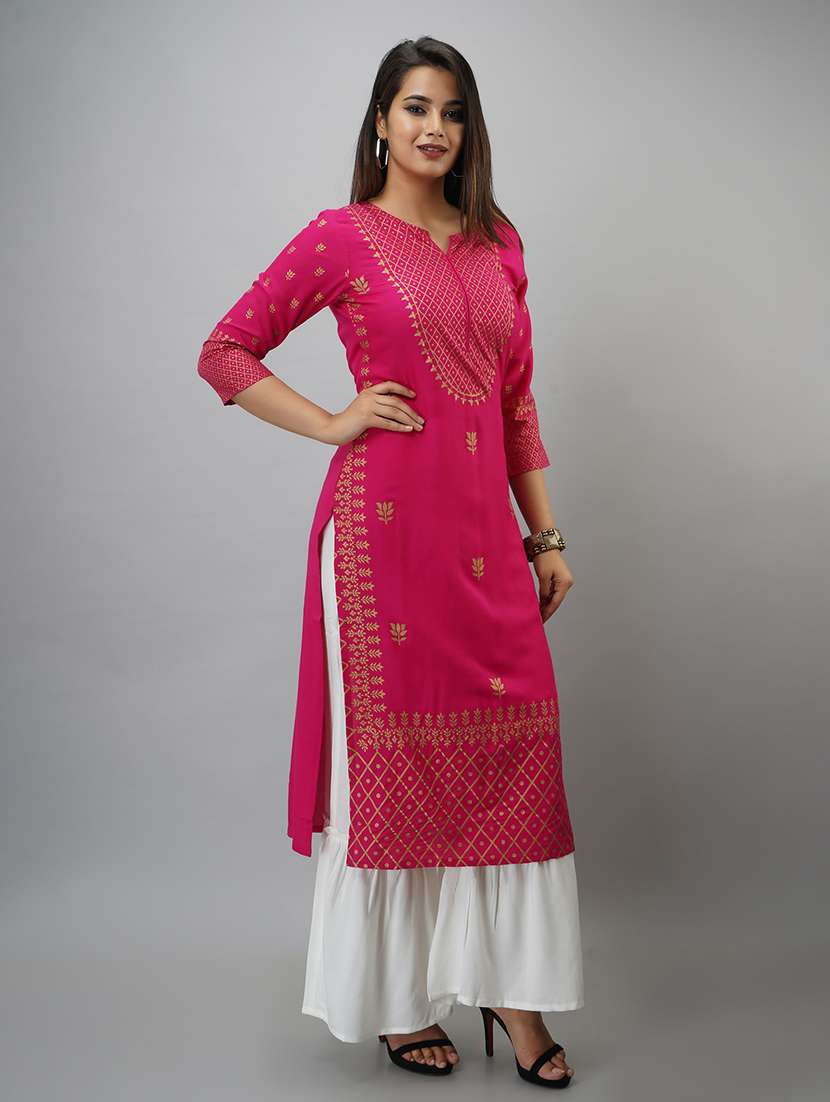 women printed three quarter sleeve kurta sharara set - 22518375 -  Standard Image - 2