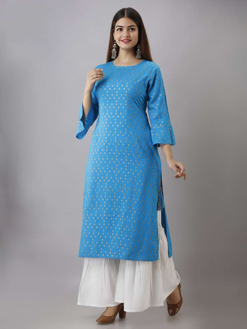 women printed three quarter sleeve kurta sharara set - 22518380 -  Standard Image - 2