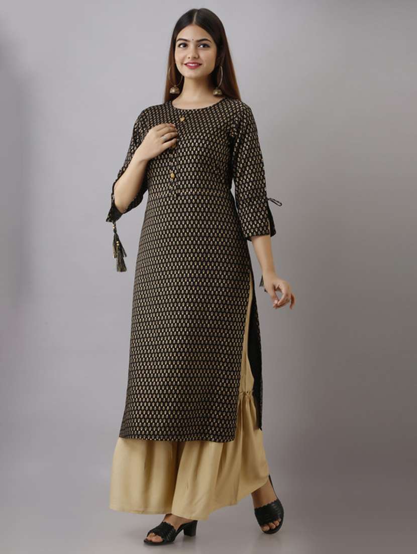 women printed three quarter sleeve kurta sharara set - 22518383 -  Standard Image - 2