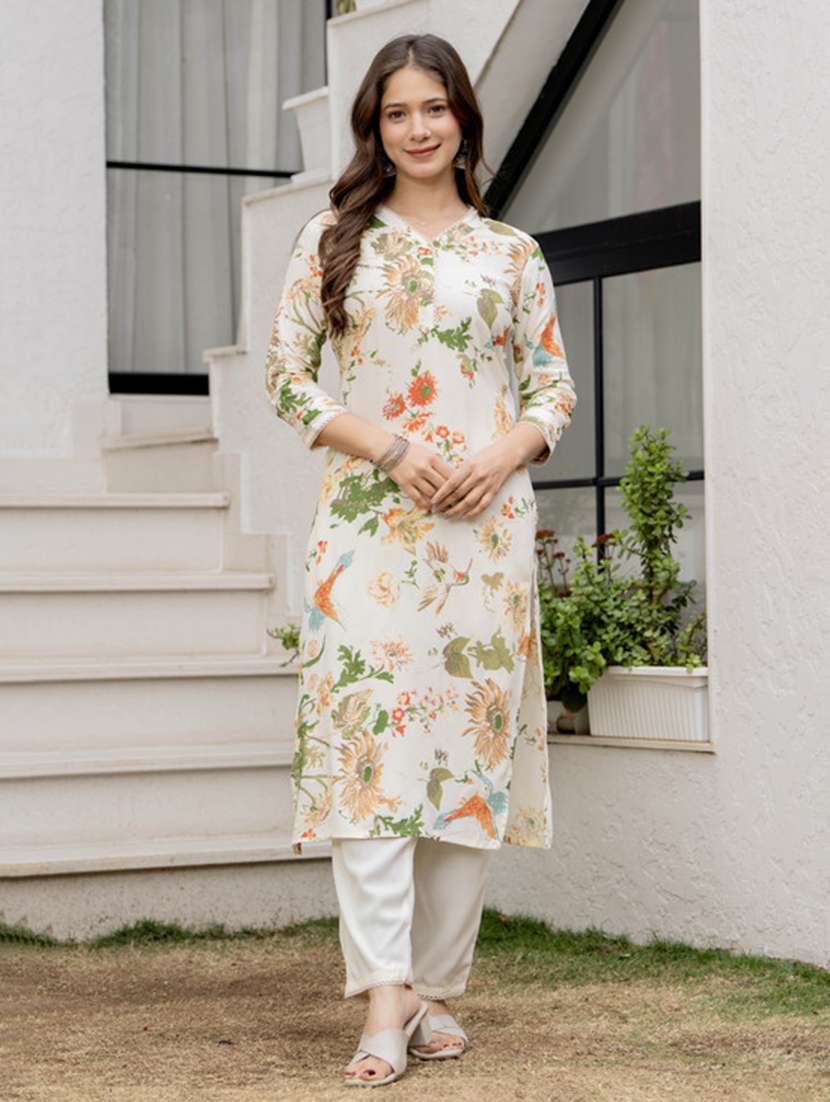 Women Printed Three Quarter Sleeve Kurta Pant With Dupatta Set - 22518411 -  Standard Image - 2