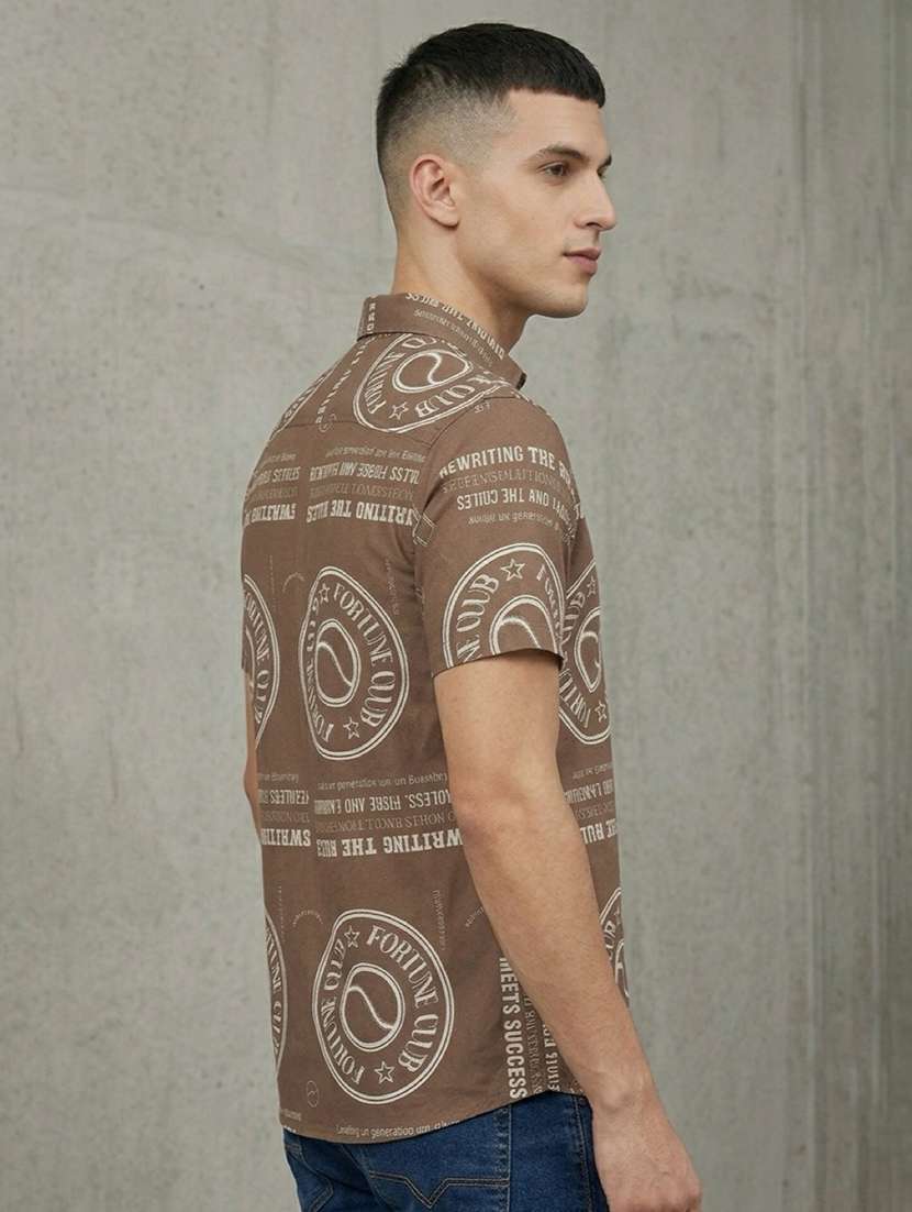 men printed short sleeve regular fit casual shirt - 22518413 -  Standard Image - 2