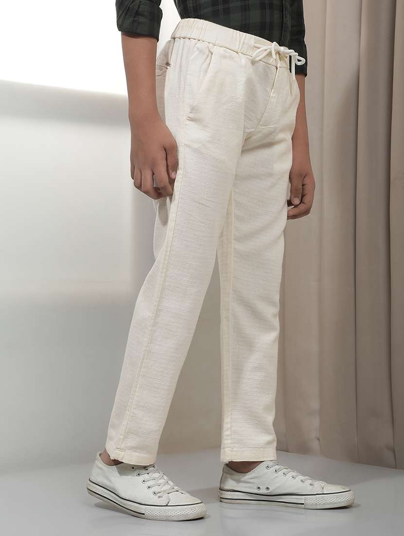 Boys Solid Mid Rise Casual Trouser - 22518618 -  Standard Image - 2
